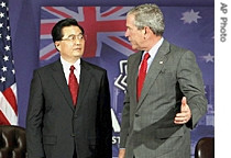 布什与胡锦涛在澳洲悉尼举行高峰会谈