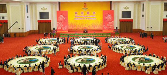 组图：胡锦涛为出席奥运会贵宾举行欢迎宴会