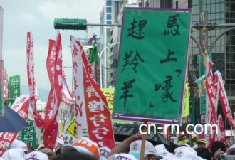 台湾民进党20万人大游行 竟见粗口标语