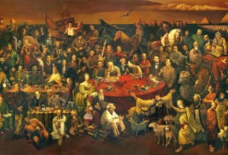 103世界名人上罕见油画 毛泽东坐中央