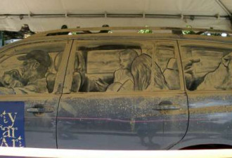 美国一名画家用车窗尘土作画惟妙惟肖