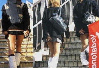 日本穿短裙女学生习惯性动作看了就知