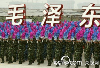 国庆游行　清华学生组毛泽东思想方阵