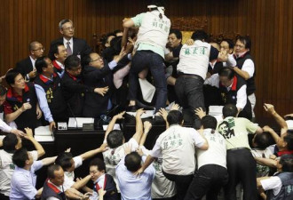 民主也凶猛！台湾立法会群架打成这样