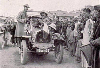 老照片：1907年清朝与法国的汽车拉力赛