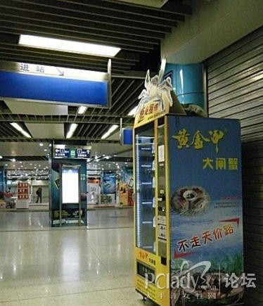 新鲜:南京地铁一号线内自动售卖机卖起活体大闸蟹(多图)