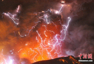 很魔幻很壮观：日火山喷发裹挟大量闪电