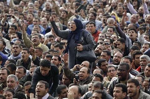 2月1日开罗的示威情景