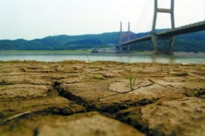 这是5月15日在江西湖口拍摄的鄱阳湖大桥附近干涸的湖床