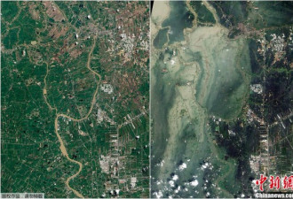 泰国洪灾卫星图 前后对比强烈惨不忍睹