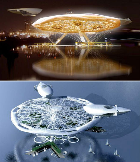 十四个未来幻想派的酒店设计：飘浮酒店设悬挂花园(组图)