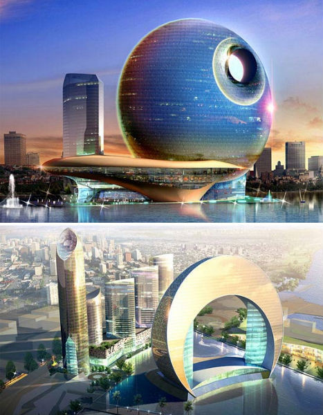 十四个未来幻想派的酒店设计:飘浮酒店设悬挂花园(组图)