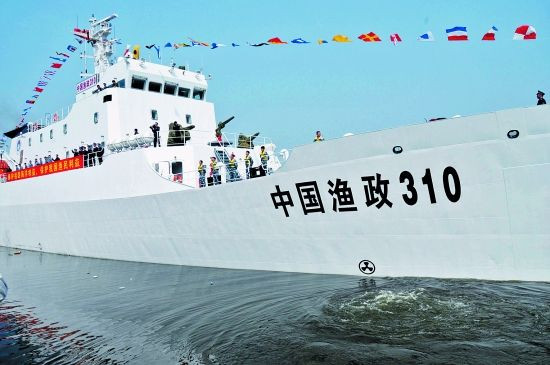 我国目前航速最快、总体性能最先进、特种设备最齐全的渔政公务船——中国渔政310船。