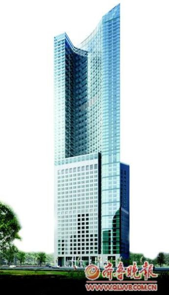 青岛在建第一高楼效果图。