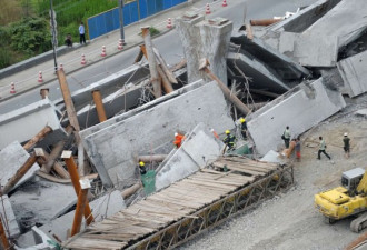 杭州一座在拆高架桥坍塌 已致1死3伤