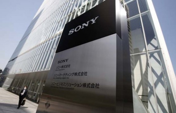 A man walks out from Sony Corp's headquarters in Tokyo