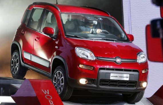 The Fiat Panda Trekking model is displayed on media day at the Paris Mondial de l'Automobile