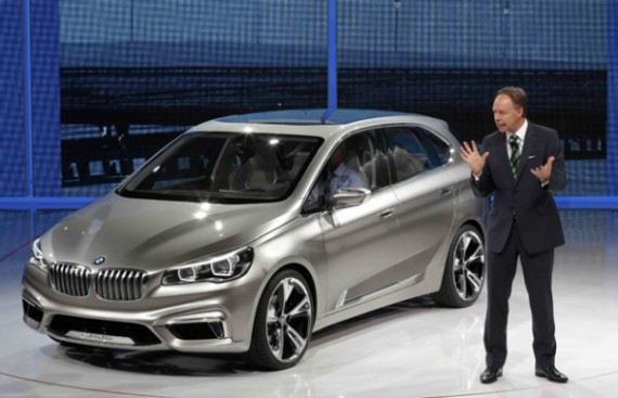 BMW Group Sales and Marketing manager Ian Robertson introduces the BMW Active Tourer on media day at the Paris Mondial de l'Automobile