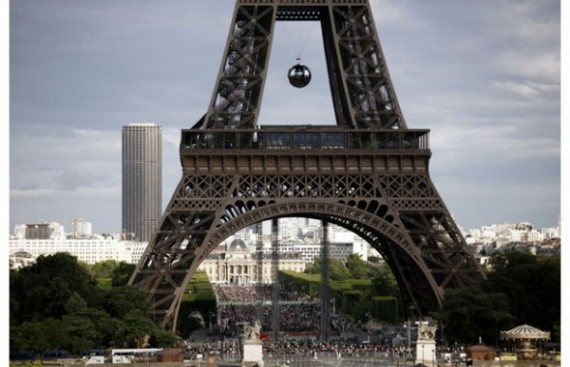 People wait on the esplanade du Champs d