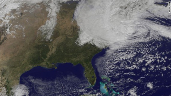 25 p.m. ET Monday shows Sandy moving over the Northeast.