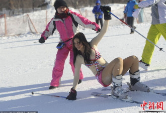吉林比基尼滑雪大赛 众美女雪地露春光
