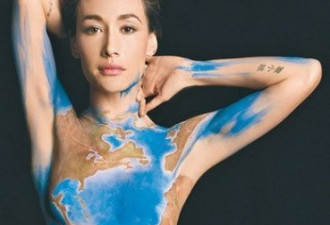 Maggie Q裸体彩绘救地球 素食主义环保