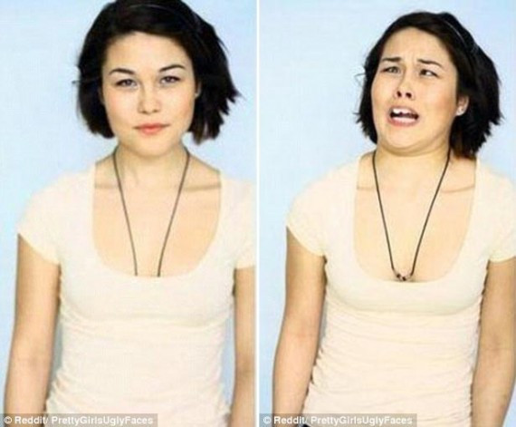 美女自拍“惊悚丑照” 扮丑恶作剧席卷网络(组图)