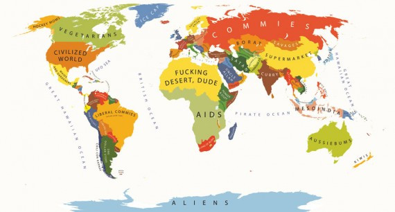 美国人眼中的世界地图加拿大只吃素_无忧资讯