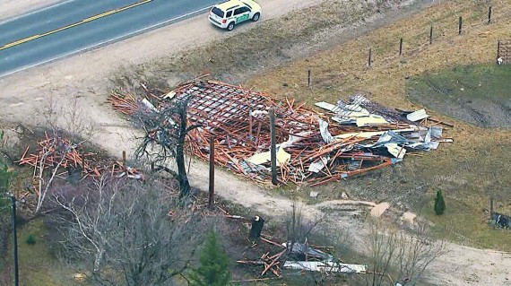 Possible tornado damage in Shelburne