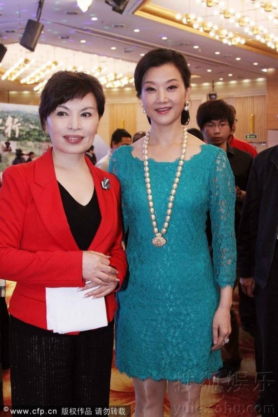 宋祖英穿俏丽蓝裙出席公益活动与李瑞英拥抱(高清组图)