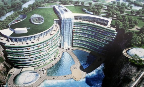中国废弃采石场建五星级酒店：耗资5亿多美元(高清组图)