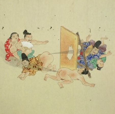 日本古代重口味画卷：用放屁打仗 对方人仰马翻(组图)