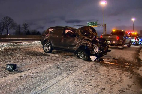 A driver was involved in a rollover on Highway 401 near Warden on Jan. 6, 2014. CITYNEWS.