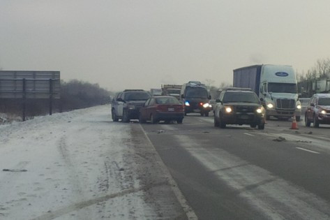 An OPP cruiser was involved in a crash on Highway 401 by Highway 6 in Guelph, Jan 8, 2014. Mark Douglas/680News