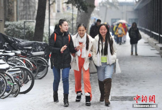 中央戏剧学院在京初试 靓女冒雪赶考