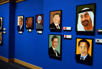 小布什开个人画展 展出多国领袖肖像