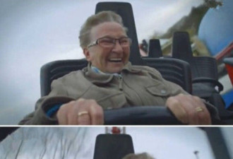 美国78岁女汉子奶奶 练胆坐过山车狂笑