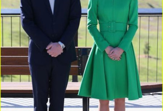 凯特王妃绿裙纤腰迷人 与萌娃亲和种树