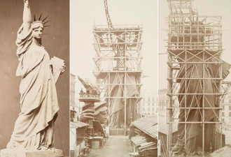 罕见老照片揭秘：自由女神像建造过程