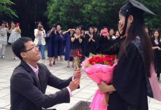厦门大学女生拍毕业照被学弟现场求婚