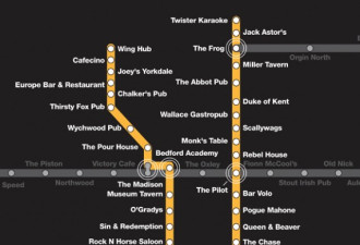欢乐版地铁分布图：沿线酒吧一网打尽