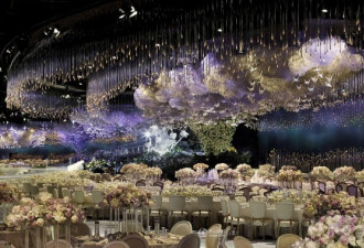 迪拜土豪新娘婚礼 场地装饰数万颗水晶