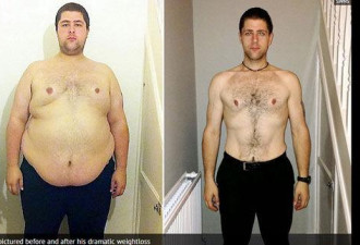 英国小伙遵守与亡友约定 1年减重70公斤