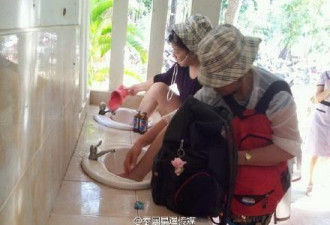 中国游客被曝在泰国景区洗手盆内洗脚