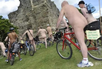 英国裸体骑行 一骑行者勃起被警方干预