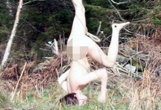 意外！女艺术家全裸糗吊树上3.5小时