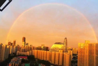 绝美！当夕阳遇见大彩虹 北京什么样