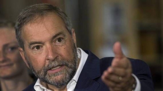 Federal New Democratic Party leader Thomas Mulcair speaks to the media on Tuesday in Mascouche, Que. (Ryan Remiorz/The Canadian Press)