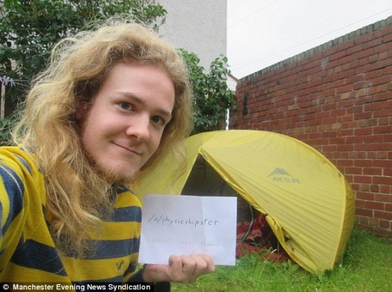 Evan Eames camped for 10 months in a backgarden of a Stockport house to save money on living costs