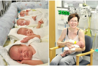 德国65岁女子顺利产下健康4胞胎宝宝
